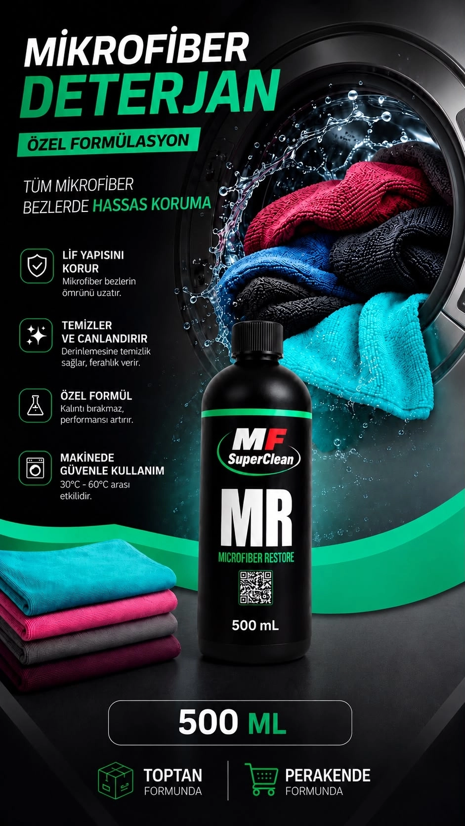 MİKROFİBER YIKAMA DETERJANI - MR RESTORE - 500 ML