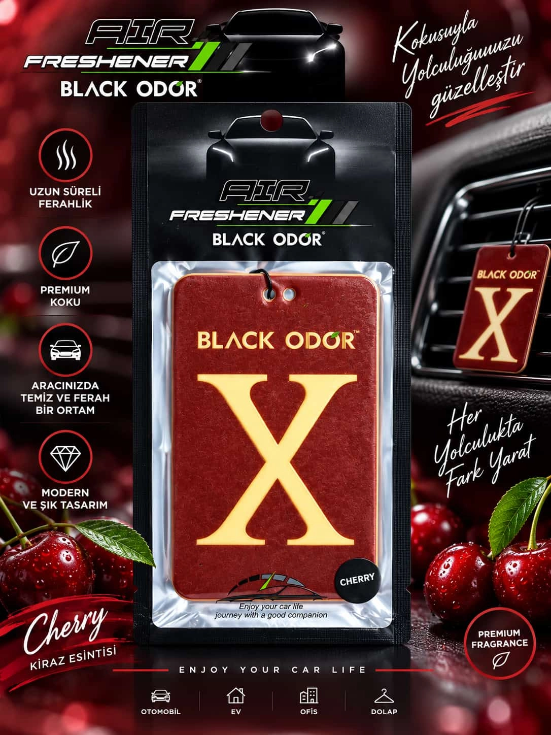 BLACK ODOR X ’’CHERRY ’’ Kiraz Kokulu Araç Kokusu