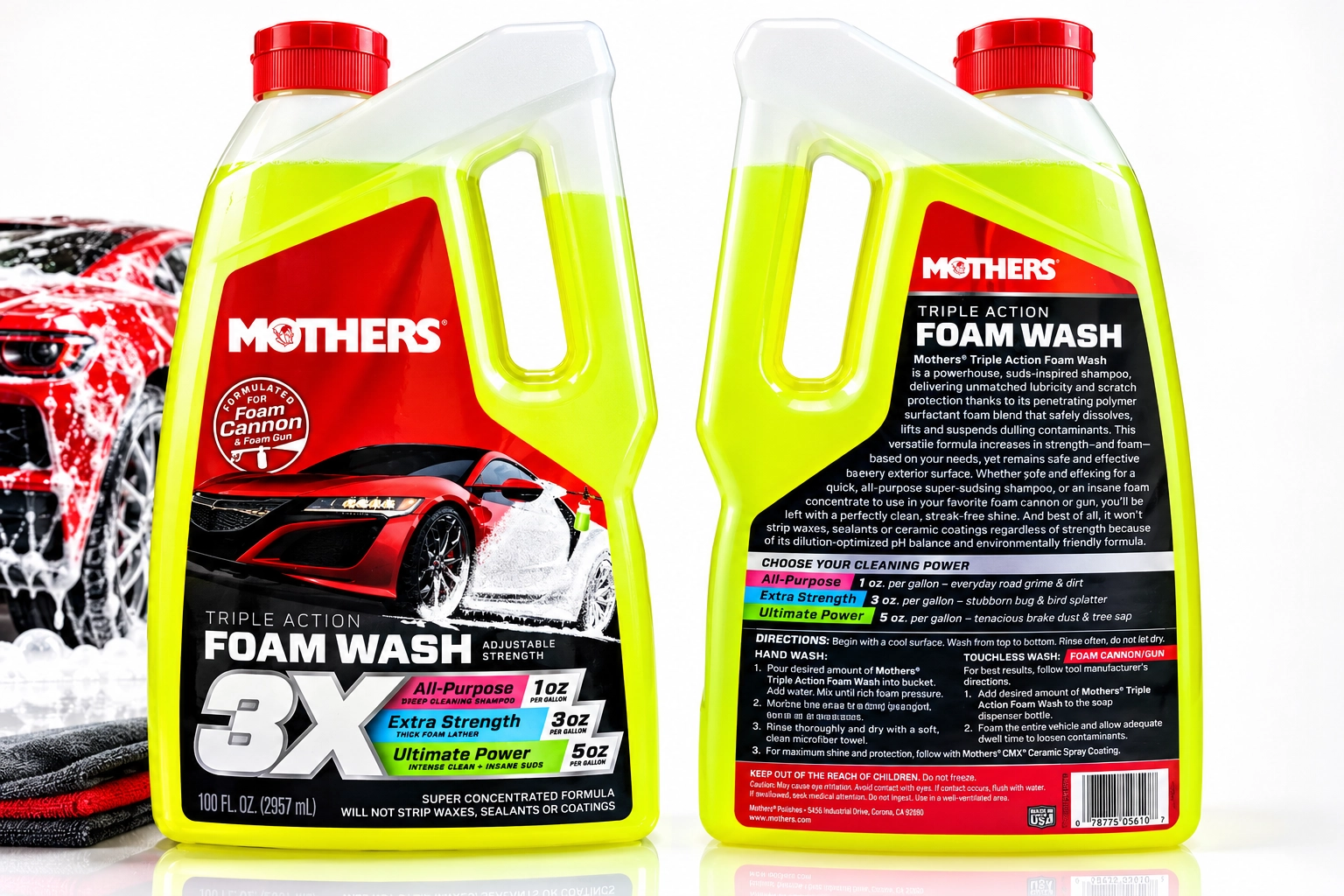 Mothers® 3X Triple Action Foam Wash – Ph Nötr  Konsantre Güçlü Ön Yıkama Şampuan Bölünmüş Ürün 1 LT
