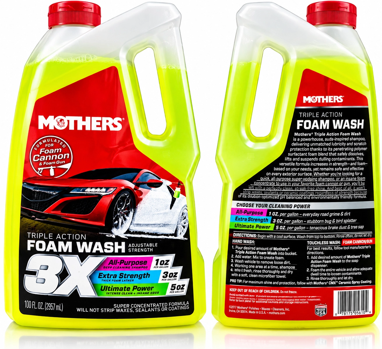 Mothers® 3X Triple Action Foam Wash – Ph Nötr  Konsantre Güçlü Ön Yıkama Şampuan / 2.957 Litre