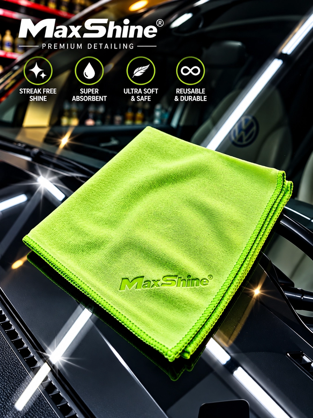 Maxshine Glass Cloth 300 Gsm 40X40 cm Cam Silme Bezi Lekesiz Temizlik