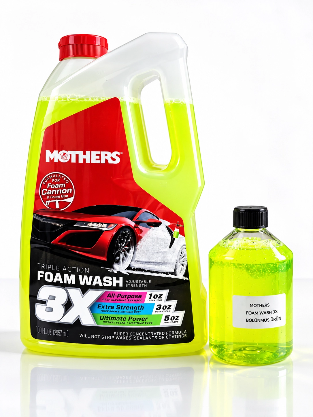 Mothers® 3X Triple Action Foam Wash – Ph Nötr  Konsantre Güçlü Ön Yıkama Şampuan Bölünmüş Ürün 1 LT