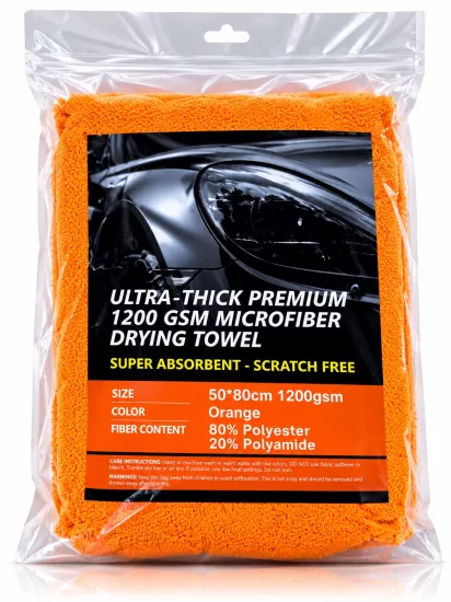 Cleatec Ultra Thick 1200 Gsm Araç Kurulama Havlusu Turuncu
