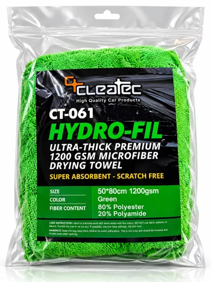 Cleatec Ultra Thick 1200 Gsm Araç Kurulama Havlusu Yeşil 50x80 CM