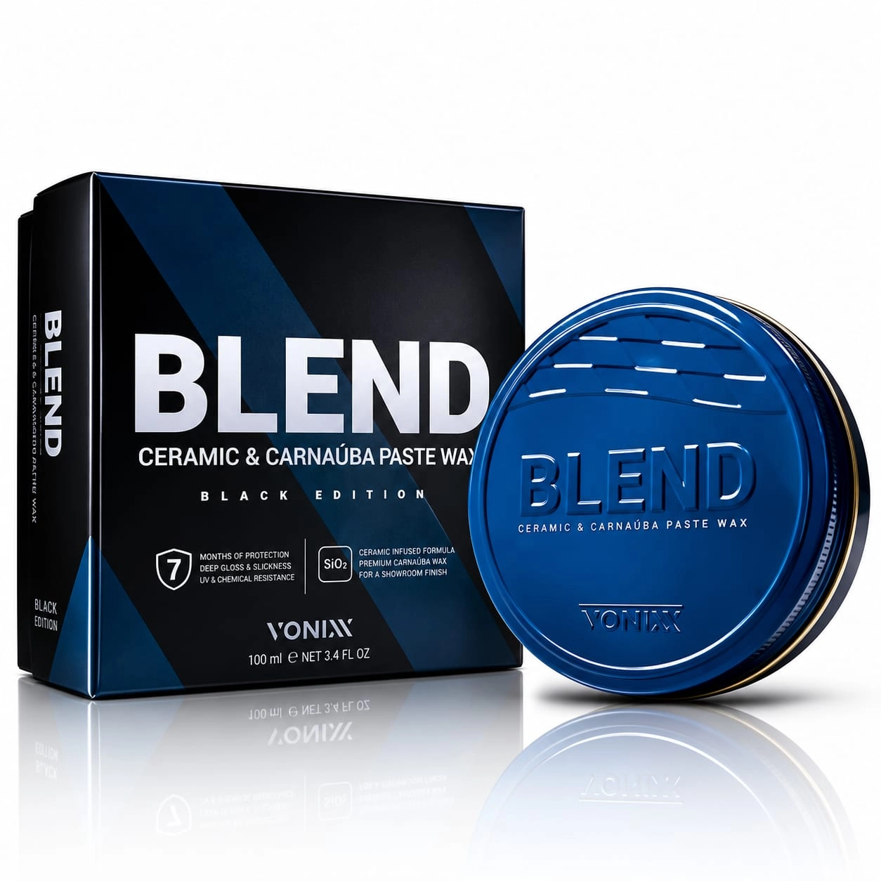 Vonixx Blend Black Edition Ceramic & Carnauba Wax – Siyah ve Koyu Renkli Araçlar için Seramikli Carnauba Wax - 100 ml + Uygulama Aplikatörü